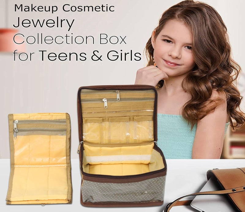 LUCES Nylon Makeup Pouches Cosmetic Jewellery Locker Kit with 7 Pouch Bag Case (Brown) - Image 5